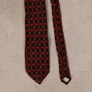 Vintage Handmade Geometric Print Silk Tie Burgundy Covington - Picture 1 of 5