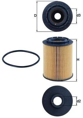 OX 160D MAHLE Oil Filter for AUDI,FORD,JEEP,MERCEDES-BENZ,PORSCHE,VW - Image 1 of 2