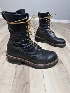 Vintage Red Wing USA 699 weiche Spitze schwarz Leder Holzfällerstiefel Größe 10 D - Bild 1 von 12