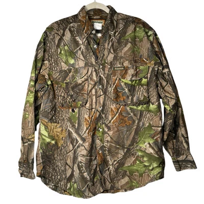 Remington Button Down Double Vented Camo Shirt M Mens Realtree Hardwood Hunting - Image 1 of 4