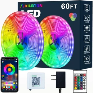 Tira de luces LED, sincronización de música de 60 pies cambio de color, micrófono incorporado, aplicación Bluetooth C... - Imagen 1 de 6
