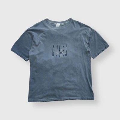 Vtg 90s Guess Jeans USA Who What When How Shirt, Single Stitch Garment Dye, M - Image 1 of 4