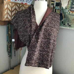 Vintage Men's Reversible Scarf 100% Wool 100% Silk Brown Tan Beige Geometric New - Picture 1 of 6
