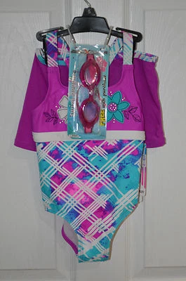Conjunto de traje de baño y falda ZeroXposur Windsurf violeta de una pieza + gafas - talla 4 nuevo con etiquetas Foto 1 de 4