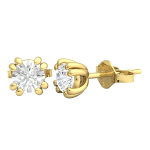 0.2ctw Round Lab-Created Diamond 14k Gold Stud Earrings Double Prong Solitaire - Picture 1 of 21