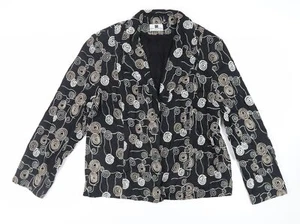 Paul Separates Womens Black Geometric Jacket Blazer Size 18 Button - Picture 1 of 10