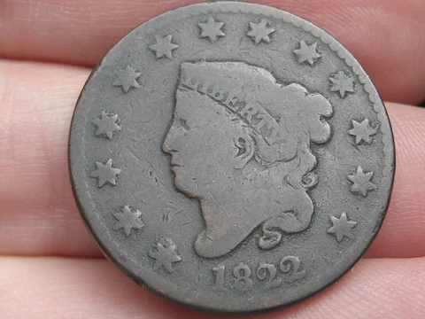 1822 Matron Head Large Cent Penny- VG Details Cover