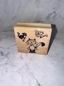 New, Unused Magenta Wood Mounted Rubber Stamp DEVIL ANGEL Mischief KITTY CAT - Picture 1 of 7