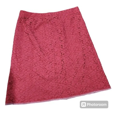 Context Petite Coral Knee Length Floral Lace Skirt Size 8P - Image 1 of 4