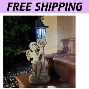 Elegant Solar-Powered Angel Statue with Floral Theme - 19.7 Inch Garden Delight - Picture 1 of 11