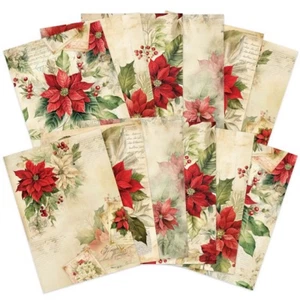Hunkydory - Adorable Scorable Designer Card Packs -Vintage Poinsettia - ASDCP115 - Picture 1 of 1