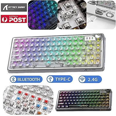 Attack Shark Gaming Keyboard Bluetooth Wireless Mechanical Backlit Laptop PC RGB - Image 1 of 4