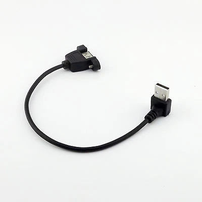 USB 2.0 A Female Panel Mount to USB A Male Down Angle Plug Extension Cable 25cm - Image 1 of 4