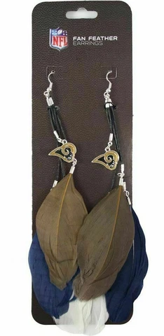 NEW LOS ANGELES RAMS FEATHER HOOK EARRINGS w/ CHARMS CUTE LICENSED Cover