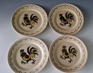 Metlox California Poppytrail Provincial Green Rooster BREAD PLATES Set of 4 - Picture 1 of 3