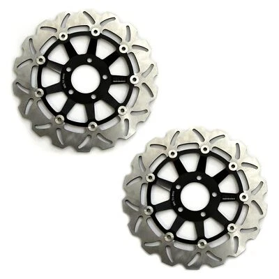 Par de discos de rotor de freno delantero ondulado Rezo para Kawasaki ZX-6R Ninja 02-02 Foto 1 de 4