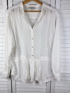 Magali Pascal White Shirt Long Sleeve Top Blouse Rayon Office Business Sz S-L - Picture 1 of 9