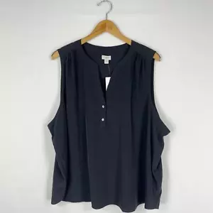 J Crew Factory Womens Sleeveless V-Neck Popover Top 3X Black - Picture 1 of 14