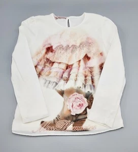 Blumarine Girls’ Fashion Rhinestone Cotton Blend White Top Sz 4 Yrs Gently Worn - Picture 1 of 11