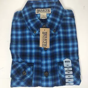 Duluth Trading Men's S Free Swingin' Wicking Flannel Shirt Blue Plaid - Picture 1 of 4
