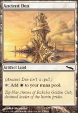 [1x] Ancient Den - Foil - Played, SIGNED by artist - Mirrodin MTG Magic