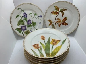 8 handbemalte Haviland 9,5" Essteller - 8 verschiedene Blumen - Bild 1 von 14