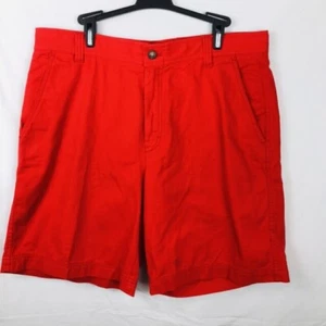 IZOD Saltwater Shorts Men's Relaxed Classic Flat Front Sz 36 Cotton Red - Picture 1 of 8