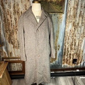 Vintage Harris Tweed Scottish Wool Overcoat Top Coat Removable Liner Herren 1940-1950 - Bild 1 von 18