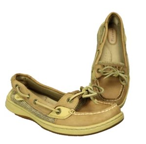 Zapatos de barco Sperry Top-Sider de cuero genuino sin cordones planos de lino/avena para mujer 7M - Imagen 1 de 17