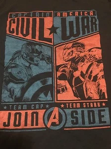 Marvel Avengers XL T Shirt Captain America Iron Man Pick A Side Comics Movie - Picture 1 of 4