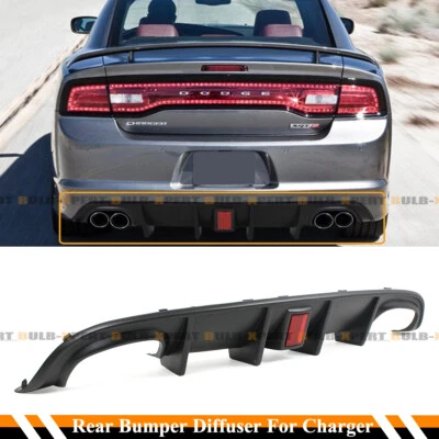 For 11-14 Dodge Charger SRT 8 Quad Exhaust Rear Bumper Diffuser W/ Red Reflector - Image 1 of 4