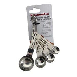 New KitchenAid Stainless Steel Set of 4 Measuring Spoons - Picture 1 of 1