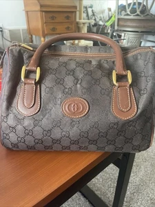 Vintage 1980s Gucci Italy Top Handled Boston Bag Brown Satchel Purse 13" 🔥EUC - Picture 1 of 8