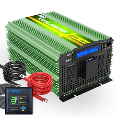 EDECOA Pure Sine Power Inverter 3500W 12V 110V 120V LCD LKW Boat RV - Image 1 of 4