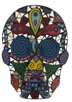Espejo de pared azulejo mosaico día de los muertos 7" × 9" calavera de azúcar Foto 1 de 4