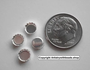 Sterling Silver 5mm Bezel cups 4 round machine made serrated edge bezels BC005S - Imagen 1 de 4