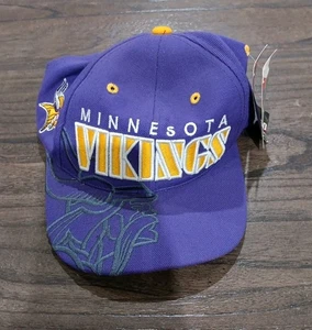 VINTAGE Team NFL Minnesota Vikings Snapback Drew Pearson vecchia scuola viola nero - Foto 1 di 5