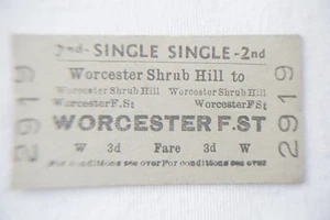 1962 Worcester Shrub Hill nach Worcester British Rail Rail Rail Zugticket - Bild 1 von 2