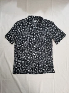 Camisa Zara Para Hombre Calce Regular Manga Corta Informal Estampada Negra Abotonada S - Imagen 1 de 6