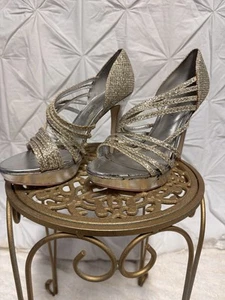 Elegant Silver and Gold Strappy Heels - Picture 1 of 4