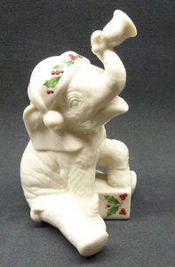 Lenox Classic Holly Holiday Figurine Ivory Porcelain Elephant w/ Hat and Bell. - Picture 1 of 5