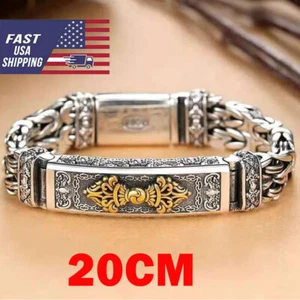 20cm Silver-Plated Bangle Bracelet Chain Popular Vintage Jewelry Men's Gift HOT - Picture 1 of 7