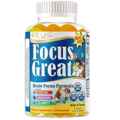 Kids Brain Booster Focus Gomitas Vitamina Omega 369 Suplemento, Salud Cerebral Niños Foto 1 de 4