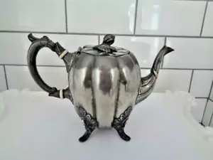 Victorian Pewter Teapot 7ins Tall c1880s Maker unknown Used - Picture 1 of 21