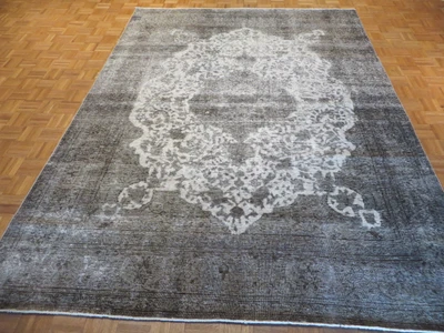 Alfombra oriental vintage gris plata teñida a mano 8 X 11 G3346 Foto 1 de 4