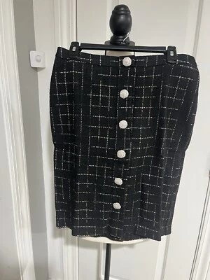 Saia Monroe & Main feminina de tweed metálica tamanho 6 - Imagem 1 de 4