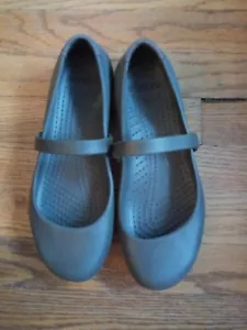 Crocs Flats Espresso Brown Mary Janes Womens Size 7 Slip On Comfort Shoes - Picture 1 of 2