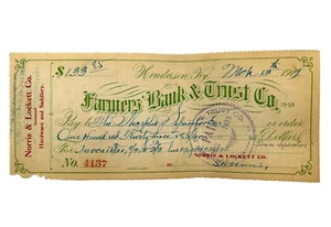 Antique 1919 Farmers Bank & Trust Co Check Sharples Separator Norris & Lockett - Picture 1 of 4