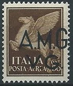 1945-47 TRIEST AMG VG LUFTPOST 50 CENT VIELFALT VERSCHOBENER PUNKT POSTFRISCH ** ED688-2 - Bild 1 von 1