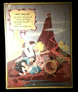 VINTAGE PUZZLE: JACK & JILL TRAY BOARD PUZZLE, WALZER No. 400 Bill Layne Design - Picture 1 of 10